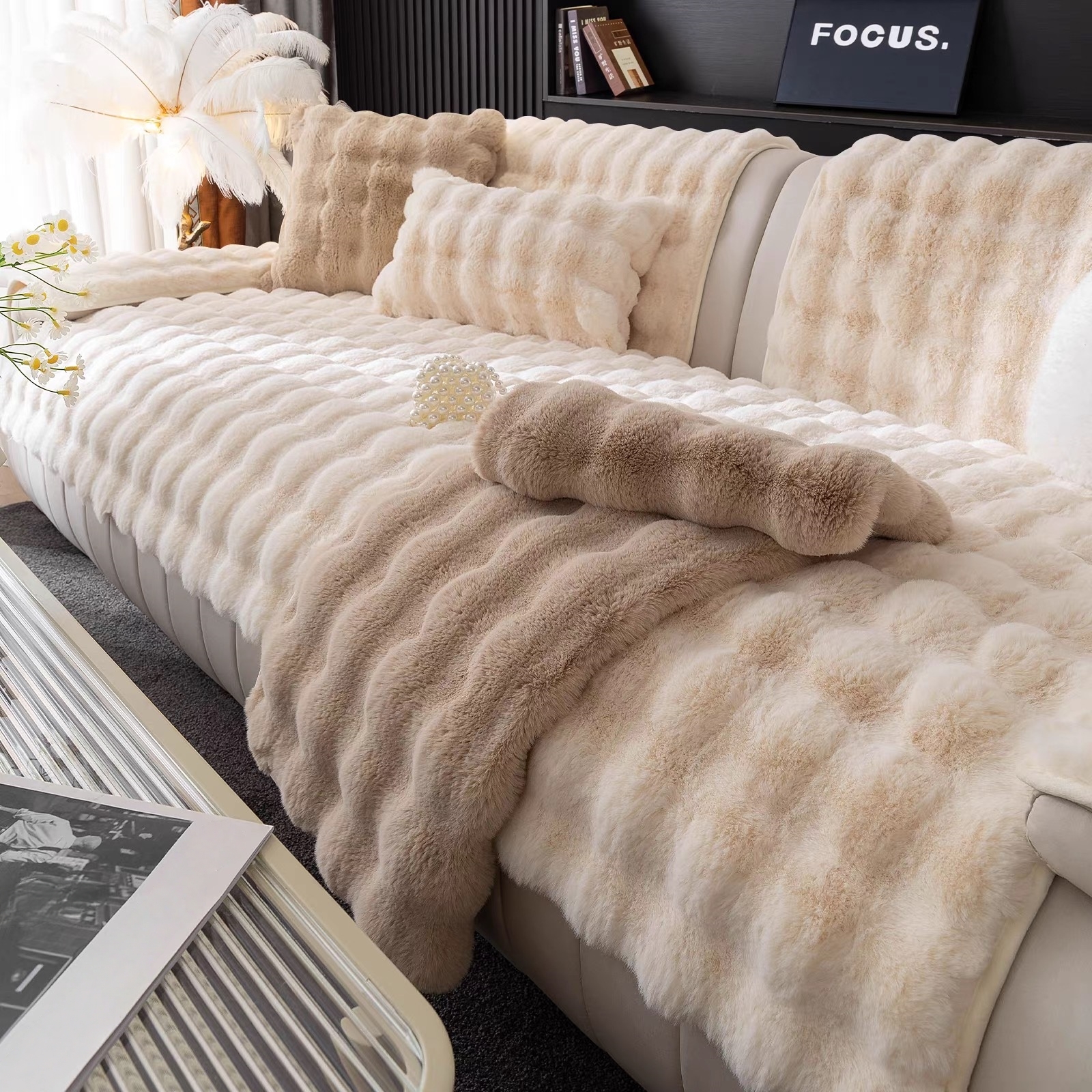 Washer Toss Set - Thicken Imitation Rabbit Fur Plush Sofa