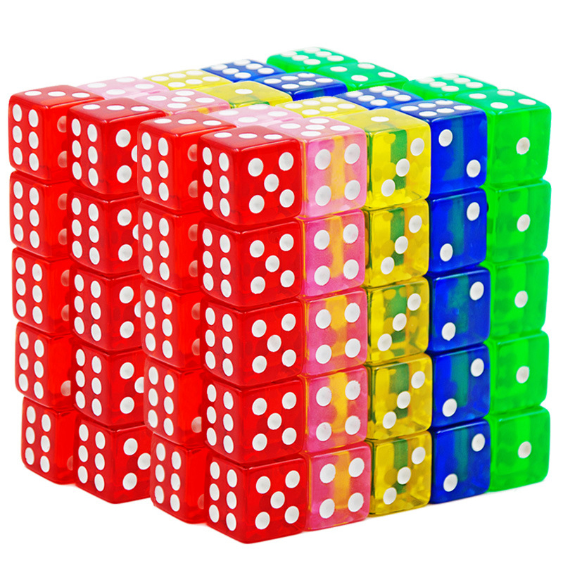 Party Games Juego - 10PCS Transparent Colored Dice 16MM Party