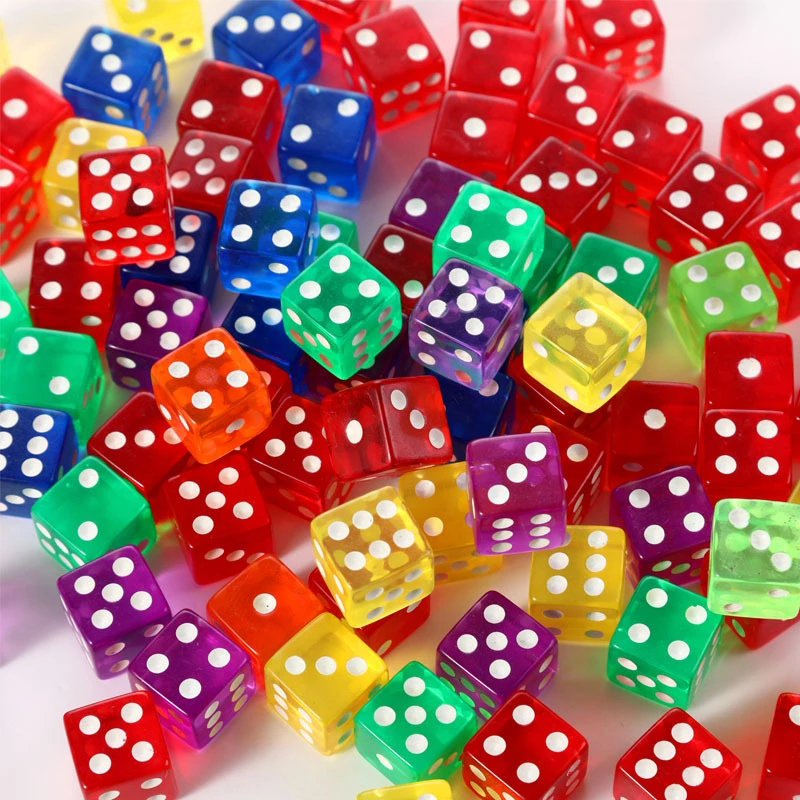 10PCS Transparent Colored Dice - Party Games Juego avis et prix