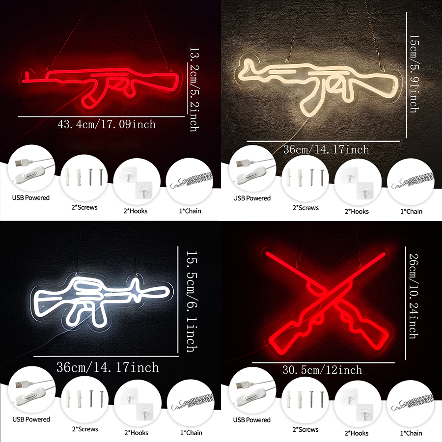 Gun Series Neon Sign For Wall  - Party Games Best avis et prix