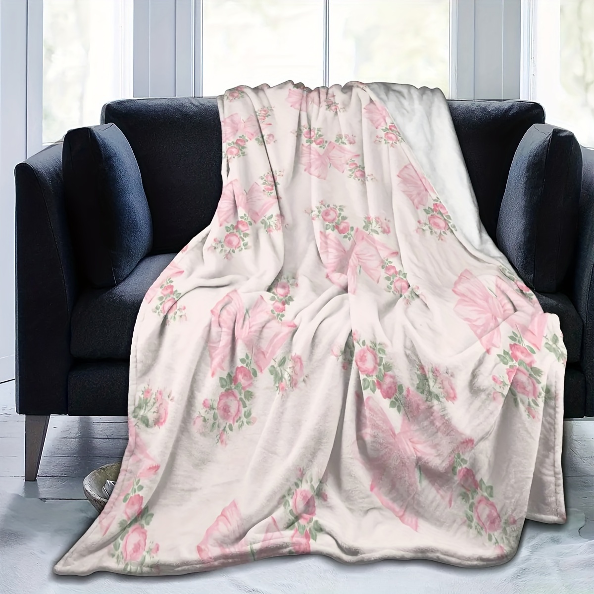 Soft Cozy Pink Bow Floral Flan - Washer Toss Set avis et prix